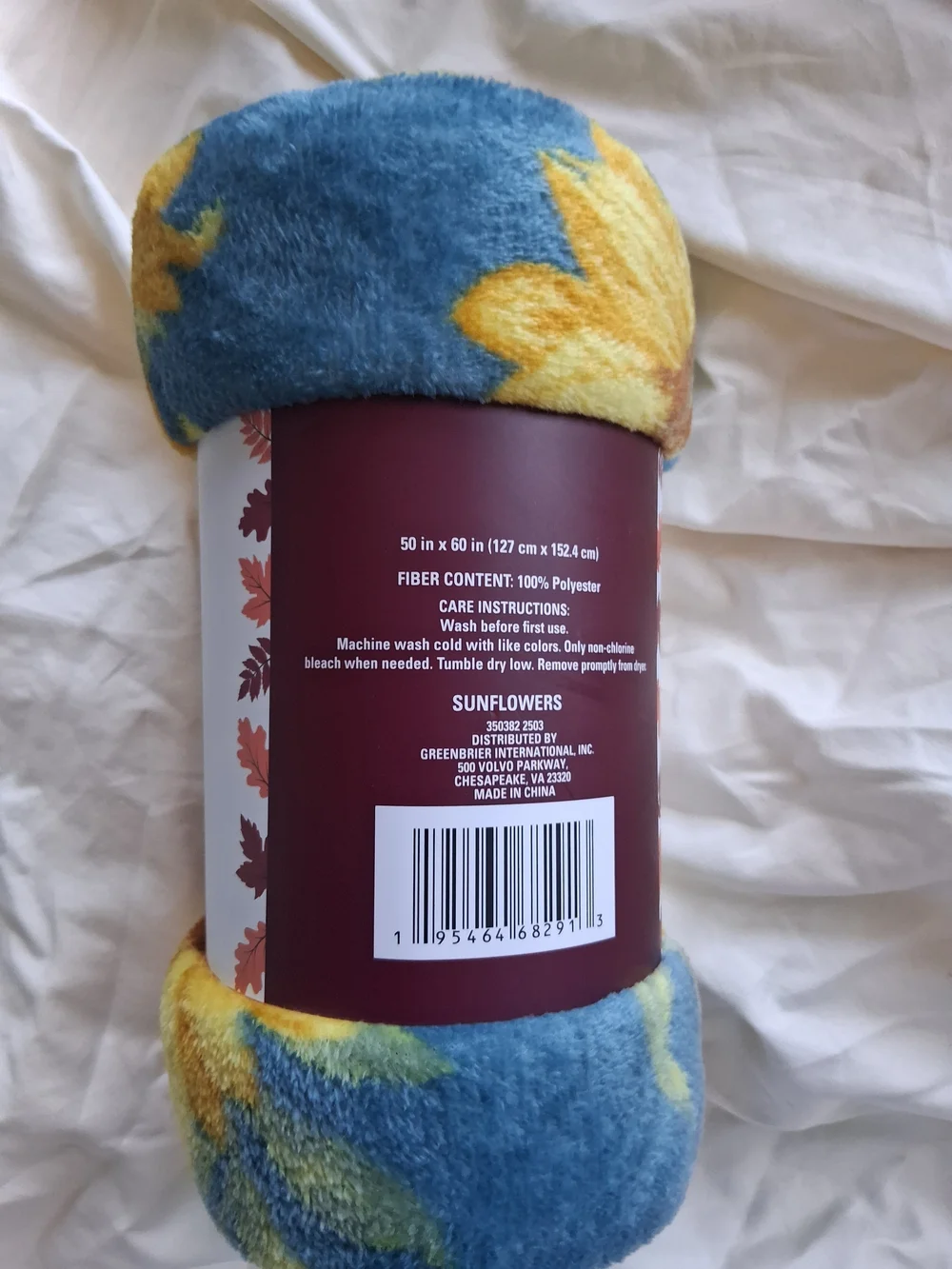 FREE WITH $20 PURCHASE  Printed Fleece Throw Blanket -  Sunflower